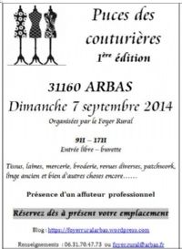 Puces des couturières. Le dimanche 7 septembre 2014 à ARBAS. Haute-Garonne. 